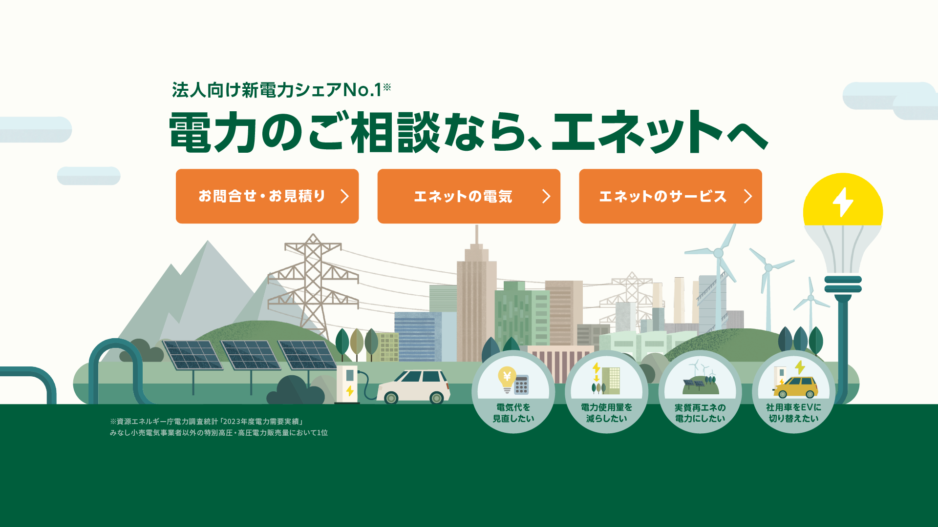 電力のご相談なら、エネットへ